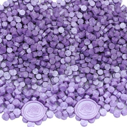 Violett Sealing Wax Beads, Violett Wax Seal Beads, 600Pcs Flieder Wax Sealing Beads for Wax Seal Stamp, Wax Seal Beads Kit Perfect for Wedding Invitations, Christmas Envelopes (Flieder)