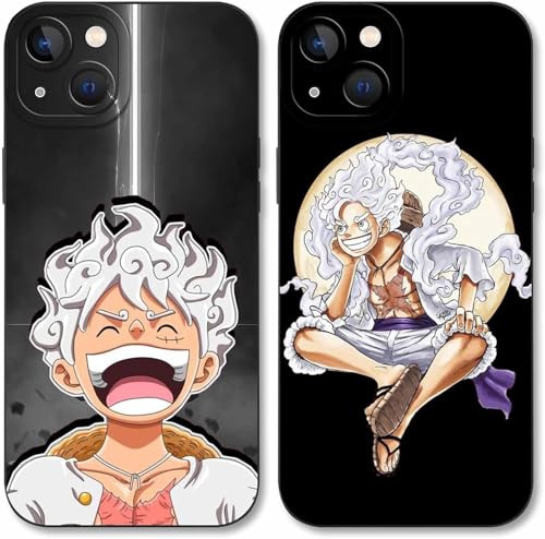 Handyhülle 2 Stück für iphone 16 pro max Hülle 6.9'' Anime Zoro Gear 5 Sun God Nika Manga Mode Muster Design Case Kameraschutz Schutzhülle Stoßfest TPU Silikon Weich Ultra Dünn Cover - Schwarz4