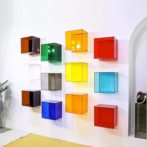 Suixtil Dekoratives Wandregal aus 13-Zoll-Acryl-Würfeln für Bücher, Fotos, Spielzeug, Deko.(Lila)