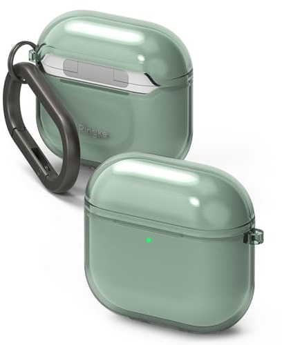 Ringke für AirPods 5/4 Hülle, Air - Green | Transparent & Flexibel, Passgenau & Kratzfest, Leichte Schutzhülle mit Karabiner