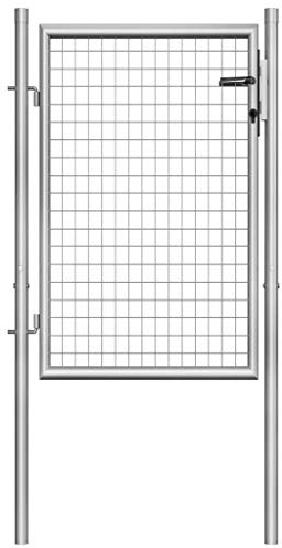 Willood Gartentor Gartentür Zauntor Gartenpforte Zauntür Hoftor Gartenzaun Pforte Metalltor Einzeltor Hoftür Tor Verzinkter Stahl 105x150 cm Silbern
