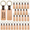 WANDGU Porte-Clés en Bois: 30 Pièces Bois Bricolage Porte-CléS, Naturel Personnalisé Ébauches de Gravure Bois Porte Clés, Pendentif en Bois pour Bricolage, Gravure, Peinture, Anniversaire