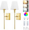 Lightess Battery Operated Wall Lights Set of 2 Rechargeable Wall Lights Indoor for Living Room Dimmable RGB Wireless Wall Sconces Wall Lamp Battery Powered Remote Control 5000mAh 3 Color Temperatures