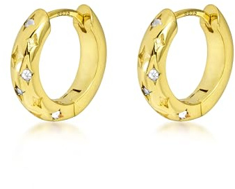 PHNIBIRD Ohrringe Creolen 925 Sterling Silber Creolen für Damen mit Bunte Zirkonia Hypoallergene Ohrringe für Mädchen Frauen