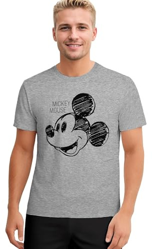 Disney Mickey Mouse Pyjamas for Men - Pyjama Set Men's Short Sleeve Top with Shorts Trousers Grey/Black