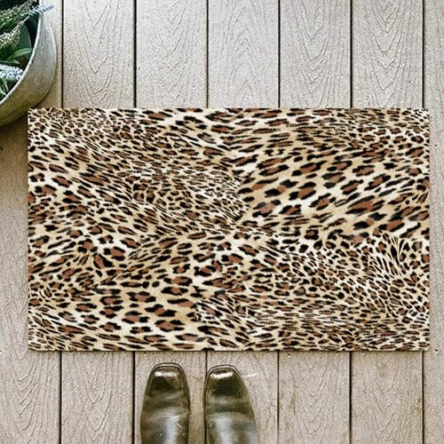 OHJEAJDS Badezimmerteppich rutschfest Badematte 60 x100 cm,Badteppich Saugfähig Weich Maschinenwaschbar für Badezimmer,beiges Leopardenmuster