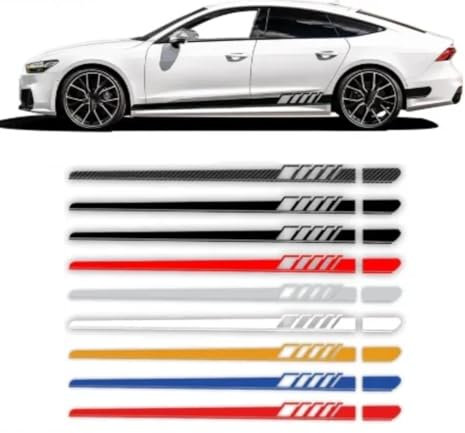 2 Stück Rennsportwagen Tür Seitenstreifen Rock Aufkleber Vinyl Aufkleber Zubehör, für Audi A3 A4 A5 A6 A7 Q2 Q3 Q5 RS3 RS4 RS5 TT