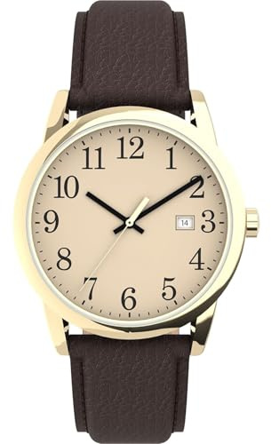 Tyme Cambridge Herren Uhr Analog Quarz mit Datum 30m Wasserdicht Klassische Armbanduhr für Männer mit Lederarmband Casual Design in Geschenkbox