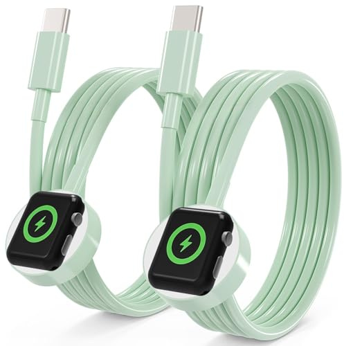 Upgraded 2 Pack for Apple Watch Charger USB C Cable, [MFi Certified] iWatch Charger Cable 3.3FT Magnetic Cord Compatible with iWatch Series 10/SE 2/SE/9/8/7/6/5/4/3/2/1-Green