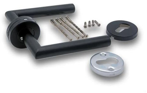 GKIYMLLFV 1 Pair Handle 304 Stainless Steel Door Handle Tube Hollow Spray Paint Frosted Black Round Cover Split Right Angle Door Handle