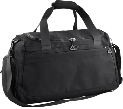 Sporttasche & Reisetasche für Damen und Herren, 50x23x27cm Reisetasche Duffel Bag mit Schuhfach & Nassfach, Wasserdicht Sporttaschen Schwimmtasche Trainingstasche (Schwarz)