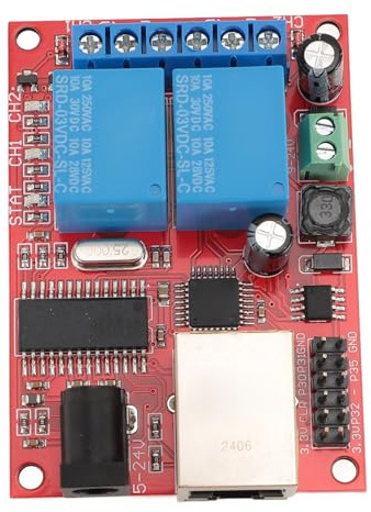 ZJchao Módulo de relé Ethernet de 2 Vías con Temporizador de Retardo, Control/UDP y Función de Servidor Web para Automatización de Interruptores Remotos
