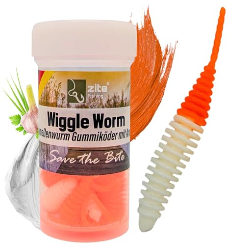 Zite Fishing Wiggle Worm Mix 10 Stück – Lamellen-Gummiwurm für Ultra Light | Forellen Angeln - 5,5cm Gummiköder & Phthalatfrei