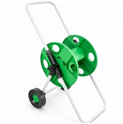 Garden Hose Reel Cart, Portable Heavy-Duty Hose Holder, Free-Standing 2-Wheel Hose Storage, Holds 120ft 16mm or 150ft 13mm Hose, Outdoor Watering Organizer