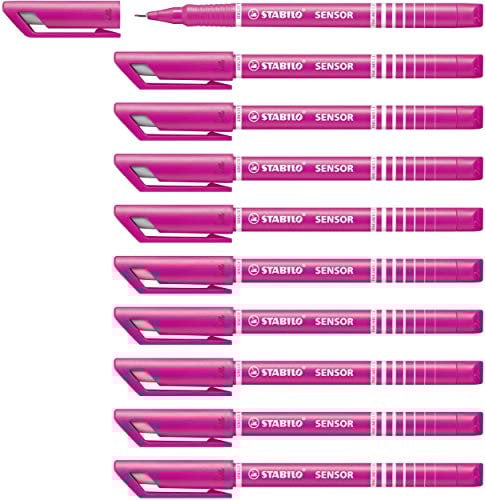 Stylo feutre pointe fine - STABILO SENSOR - Lot de 10 stylos-feutres - pointe 0,3 mm - Rose