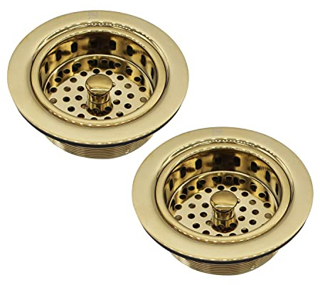 Westbrass D2145-01 Kitchen Basket Strainer, Polished Brass, 2 Pack