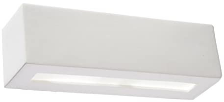 SOLLUX lighting Vega Wandleuchte Innen aus Keramik – Wandbeleuchtung für Wohnzimmer und Esszimmer – Flurlampe in Weiß, 32,5 x 9,5 x 9,5 cm