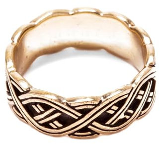 Battle-Merchant Nordmannen Ring aus Bronze Wikingerring mit Knotenmuster LARP Wikinger Mittelalter Verschiedene Größen (19/60)