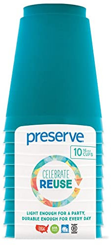 Preserve Go Leichte, BPA-freie Becher aus recyceltem Kunststoff, 473 ml, Aqua