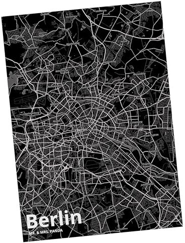 Mr. & Mrs. Panda Postkarte Berlin - Geschenk, Ansichtskarte, Stadt Dorf Karte Landkarte Map Stadtplan, Stadt