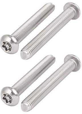 sourcing map M8x60mm Vis Inviolable Tête Bombée Torx Bouton 304 Acier Inoxydable Sécurité 4pcs