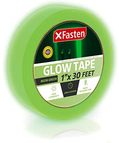 XFasten Glow in The Dark Tape, Yellow/Green, 1-Inch x 30-Foot Photo-Luminescent Glow Dark Duct Tape