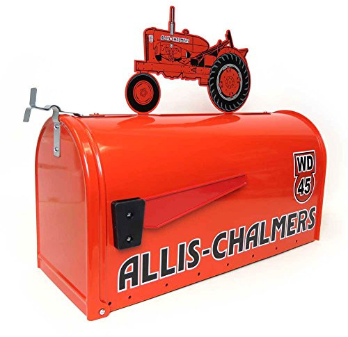 Distel Grain Systems,Inc Allis Chalmers WD-45 Post Mount Mailbox, Orange