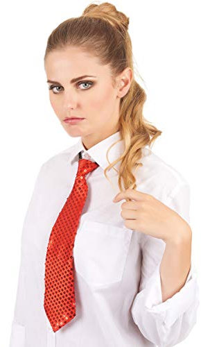 DEGUISE TOI Pailletten-Krawatte für Erwachsene rot - Rot