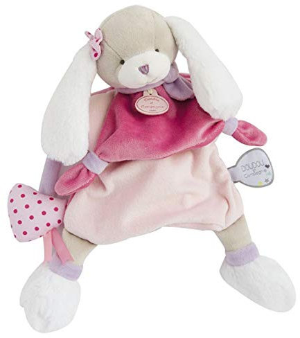 DOUDOU ET COMPAGNIE - Marionnette Doudou Peluche Chien - 28 cm - Rose - Collection Toopi - Idée Cadeau Naissance - Jouet Éducatif Interactif Amusant - Garantie Doudou Perdu - DC3083