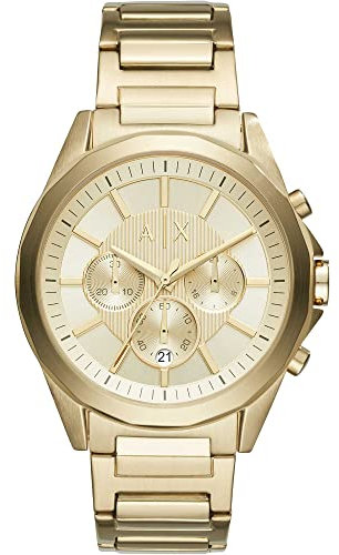 Armani Exchange Uhr für Herren , Chronographenwerk, 44mm GoldEdelstahlgehäuse mit Edelstahlarmband, AX2602