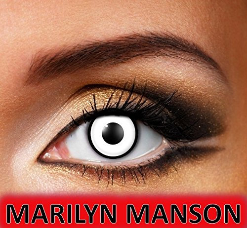 Manson Kontaktlinsen – Tageslinsen ohne Stärke – Weiße Effektlinsen für Halloween, Cosplay & Horror-Partys – 1-Tageslinsen für unheimliche Looks – Weiche & komfortable farbige Kontaktlinsen