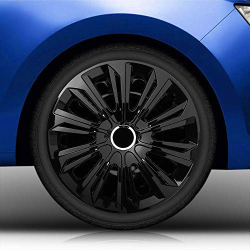 Autoteppich Stylers Bundle 14 Zoll Radkappen/Radzierblenden Nr.006 (Farbe Schwarz), passend für Fast alle Fahrzeugtypen (universal)