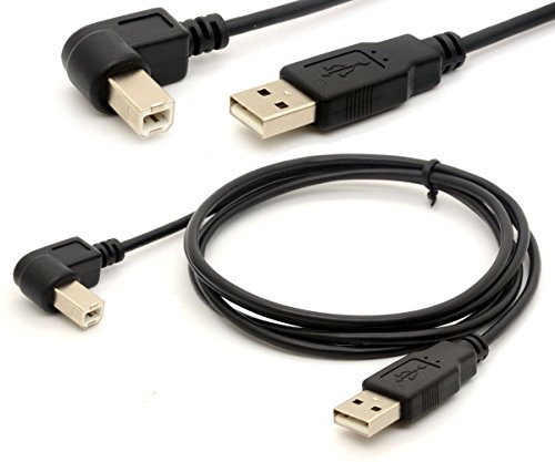 1.5M USB to Printer Adapter Cables 90 Degree USB 2.0 A Male to B Left Angle Plug Converter Lead 480Mbps High Speed Adaptor Scanner Extension Cord (Left)
