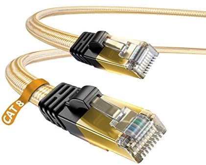 DanYee Cat 7 Ethernet Cable,Gold 5M/16FT Nylon Braided CAT7 High Speed Professional Lan Cable Gold Plated Plug STP Wires CAT 7 RJ45 Internet Network Cable (Gold 5M/16FT)