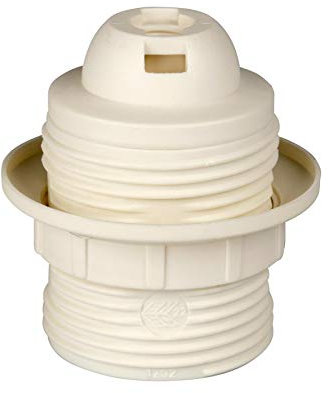 E27 Lampenfassung Kunststoff (PBT), Gewindefassung mit Einbauring Weiß (RAL 9003)