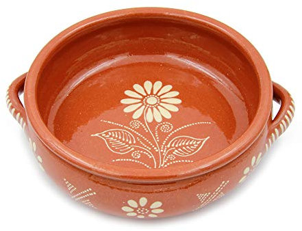 Traditional Portuguese Hand-painted Vintage Clay Terracotta Cooking Pot Cazuela