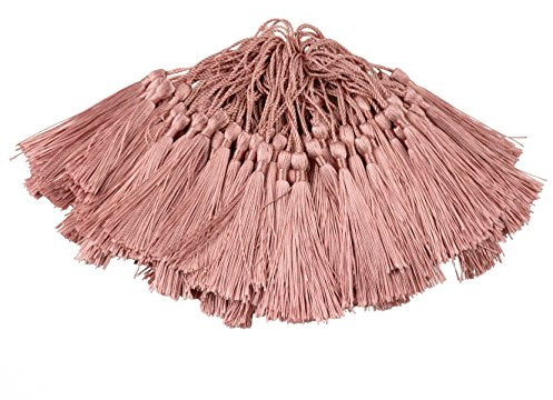 100 13 cm/12,7 cm seidig Floss Lesezeichen Quasten mit 2 Cord Loop und kleine Chinese Knoten, für Schmuckherstellung, Souvenir, Lesezeichen, DIY Craft Zubehör Peel Powder