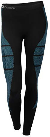 STARK SOUL Damen Seamless Ski Funktionswäsche, Outdoor Unterwäsche (S/M Hose schwarz/blau)