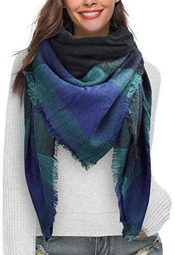 heekpek Schal Karoschal Karo Top Qualität Deckenschal Winterschal Herbstschal Winterschal Tartan Streifen Plaid 145cm*145cm (Dunkelgrün)