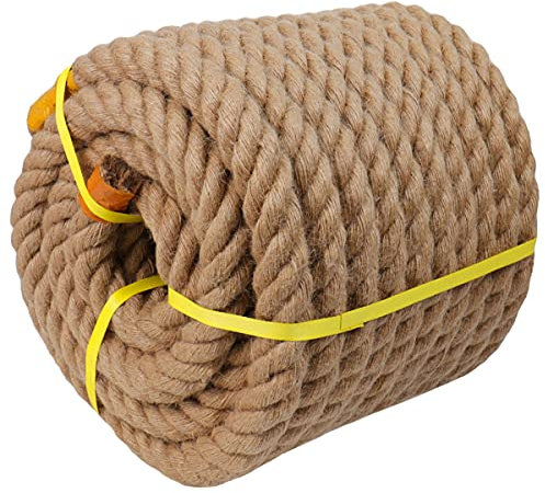 Verdrehtes Manila-Juteseil (3,8 cm x 15,2 m) dickes Hanfseil für Docks, Geländer, Bettschaukeln, Dekorieren