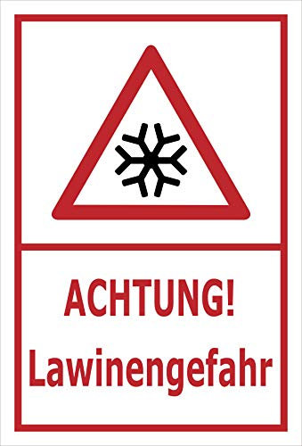 Melis-Folienwerkstatt Schild Achtung Lawinen-Gefahr - 15x10cm - 3mm Hartschaum – 20 VAR S00018-191-E