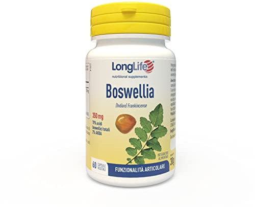 LongLife® Boswellia 350mg | Titolato al 70% in acidi boswellici e 2% in AKBA | Benessere articolazioni e contrasto tensioni localizzate | Fino a 2 mesi di trattamento | Vegano e senza glutine