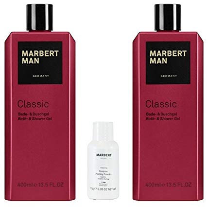 Marbert Man Classic Bath & Shower Gel 2 x 400 ml + Enzyme Peeling Puder 10 g Gratis