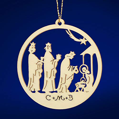 SIKORA BS-LS Traditionelle Filigrane Christbaumschmuck Holzanhänger aus nachhaltiger Herstellung - 28 Modelle wählbar, Modell:K3 Kreisform HL. 3 Könige D 6.9cm Jech Design