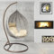 GOODS EMPORIUM Luxury Rattan Hanging Egg Chair Outdoor & Indoor Garden Swing Chair Hammock with Cushions - RAIN COVER INCLUDED (Large, Brown - Grey - Beige)
