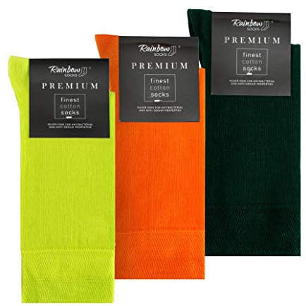 Rainbow Socks - Hombre Elegantes Calcetines Antibacterianos con Iones de Plata Limon Amarillo Naranja Botella Verde - Talla 44-46