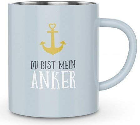 Thermo Becher / Tasse aus doppelwandigem Edelstahl, Maritim, Du bist mein Anker