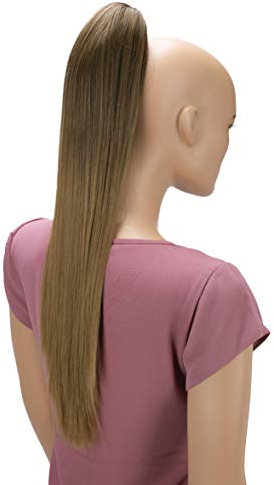 CAISHA 60cm Glatt Pferdeschwanz Mit Butterflyklammer Haarteil Zopf Hitzebeständig Haarverlängerung Braun Blond Mix H631