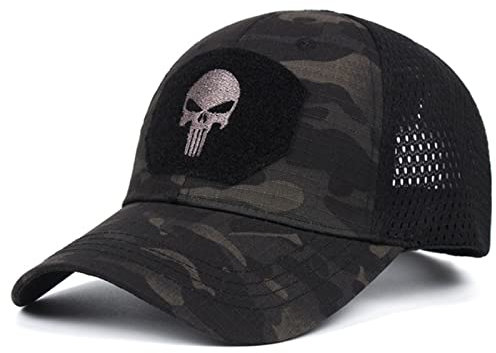 HANERREAL Baseballkappe mit Totenkopf-Motiv, für Herren, Taktische Operator-Kappen, für den Außenbereich, Schwarz, Einheitsgröße