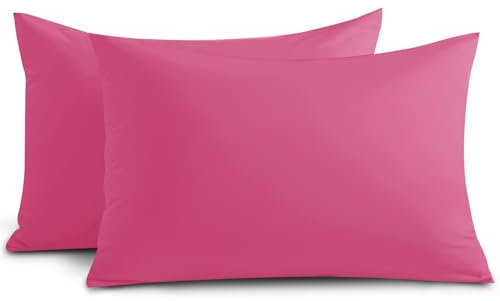 Yorkshire Bedding Pillow Cases 2 Pack - Brushed Microfiber Housewife Pillowcase Hypoallergenic Pillow Cover Standard Size with Envelope Closure (Pink, 50 x 75 cm)